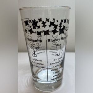 VINTAGE Federal Cocktail Drink Recipe Glass with 5 Recipes Black Print - 6” Tall